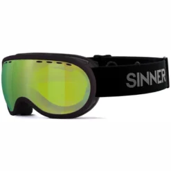 Masque De Ski Sinner Vorlage S Matte Black Double Full Gold-Green Mirror Vent